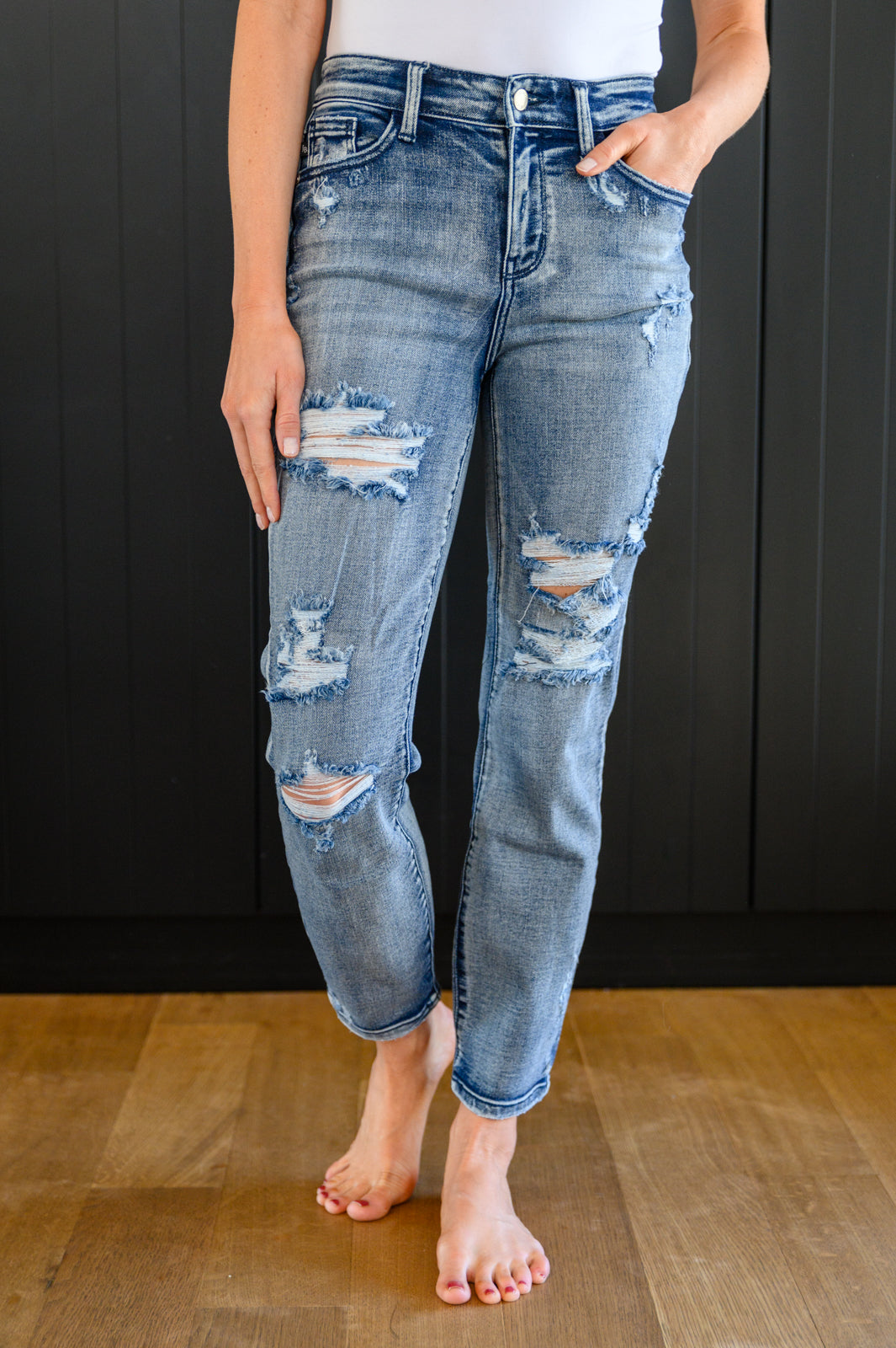 Judy Blue Mary Lou Hi-Rise Destroyed Boyfriend Jeans