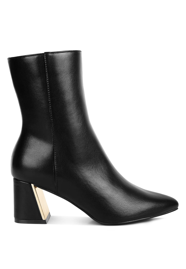 kaira metallic accent heel high ankle boots