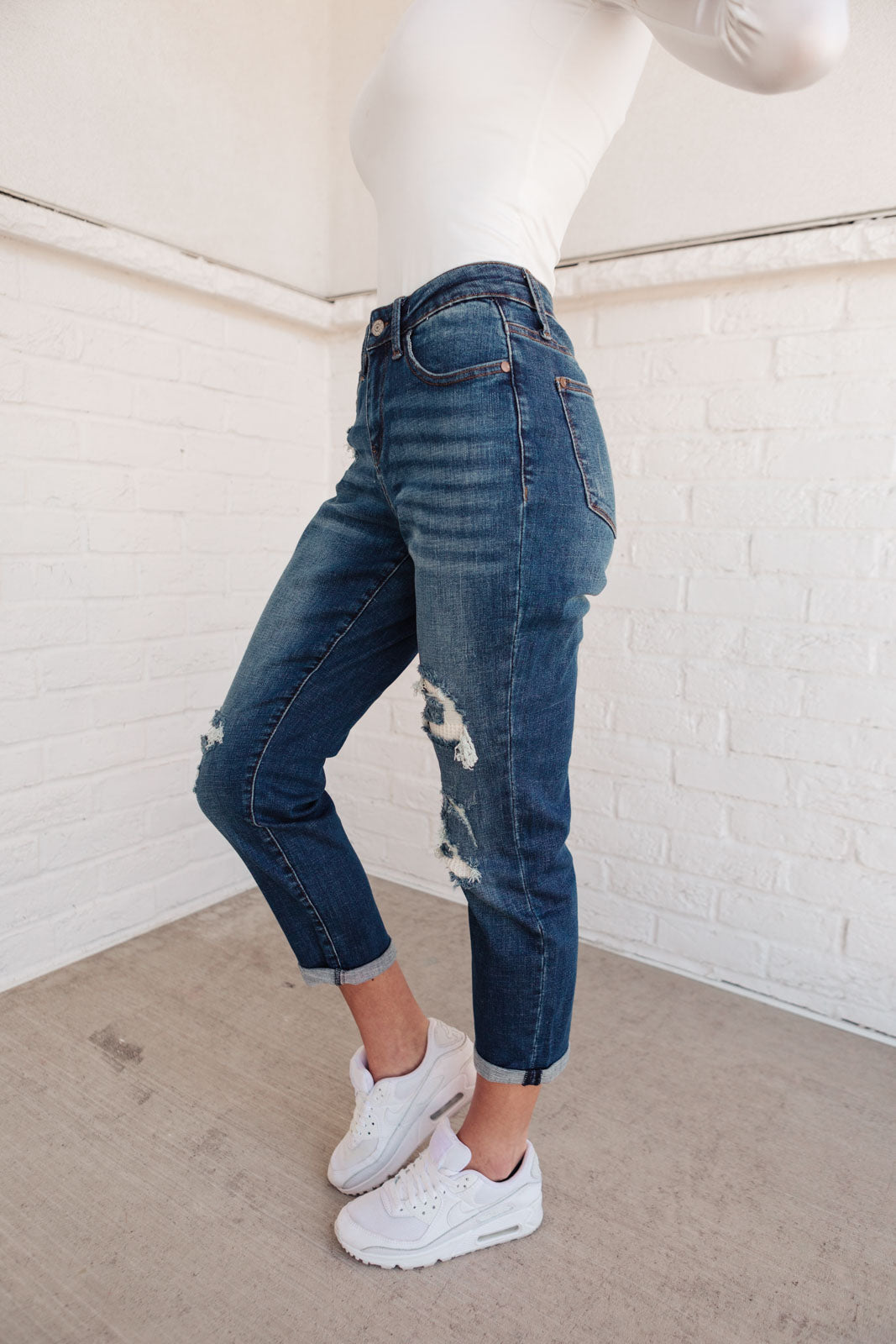 Judy Blue Mid-Rise Thermal Boyfriend Jeans