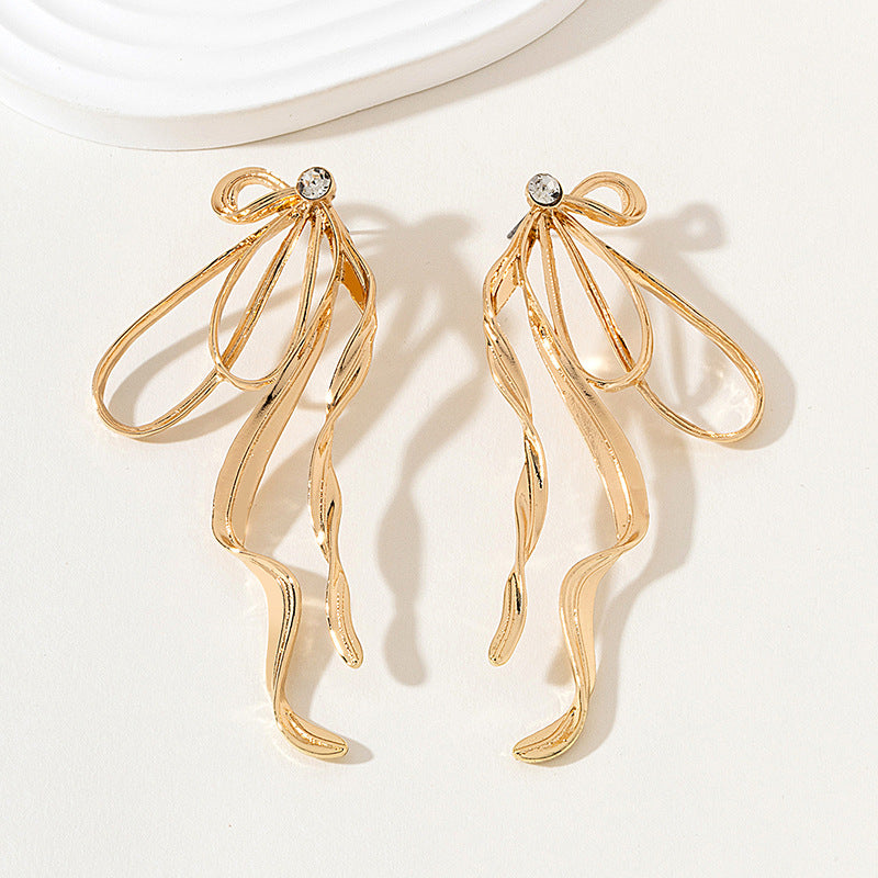 Irregular Large Bow Tassel Earrings For Women