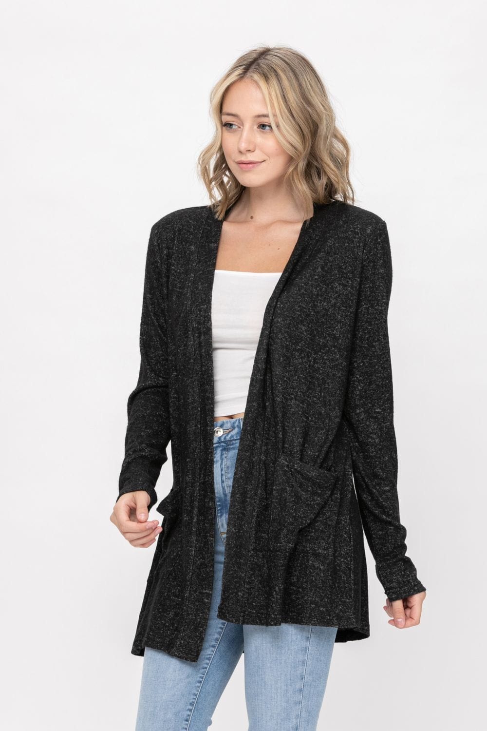 Basic Open Front Long Sleeve Soft Knit Cardigan Sweater Lightweight