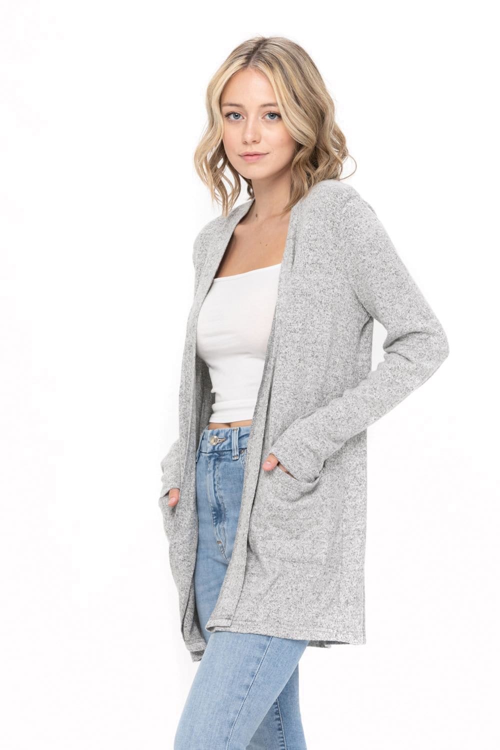 Basic Open Front Long Sleeve Soft Knit Cardigan Sweater Lightweight