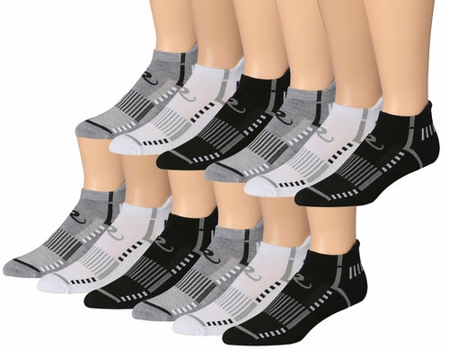 Ronnox Men's 12-Pairs Low Cut Running & Athletic Performance Tab Socks