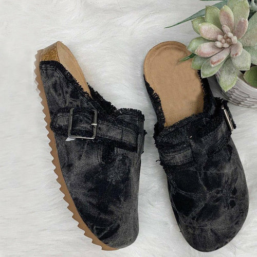 Women's Vintage Clogs Flat Heel Round Toe Canvas Loafer