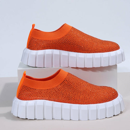 2022 Bling Bling Female Mesh Platform Vulcanized Shoes