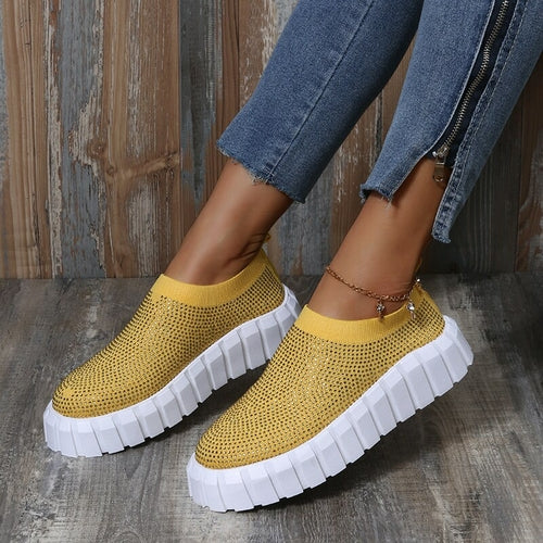 2022 Bling Bling Female Mesh Platform Vulcanized Shoes