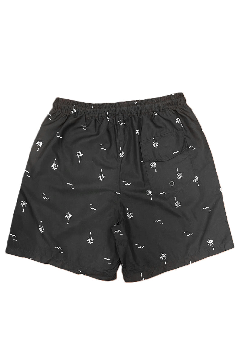 B/W Palm Print Swim Shorts