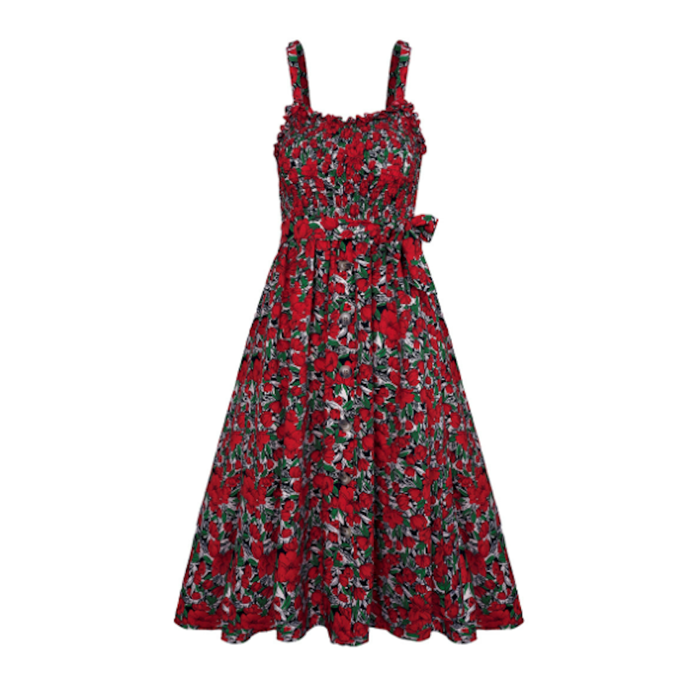 Women Floral Maxi Dress With Ruffled Trims