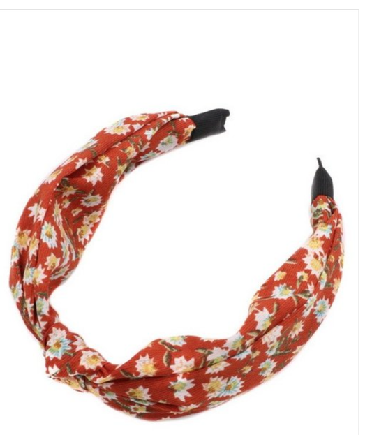 Knotted Red Floral headband