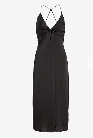 Satin Twist Front Slip Dress