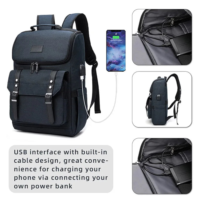 Large Laptop Travel Backpack Men Women USB Charging Students Schoolbag