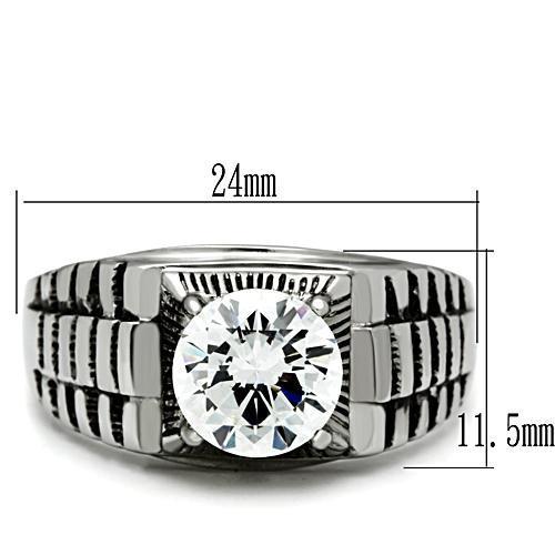 Men Stainless Steel Cubic Zirconia Rings TK485