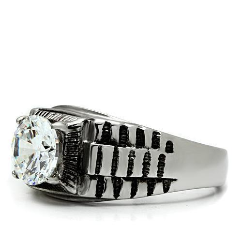 Men Stainless Steel Cubic Zirconia Rings TK485