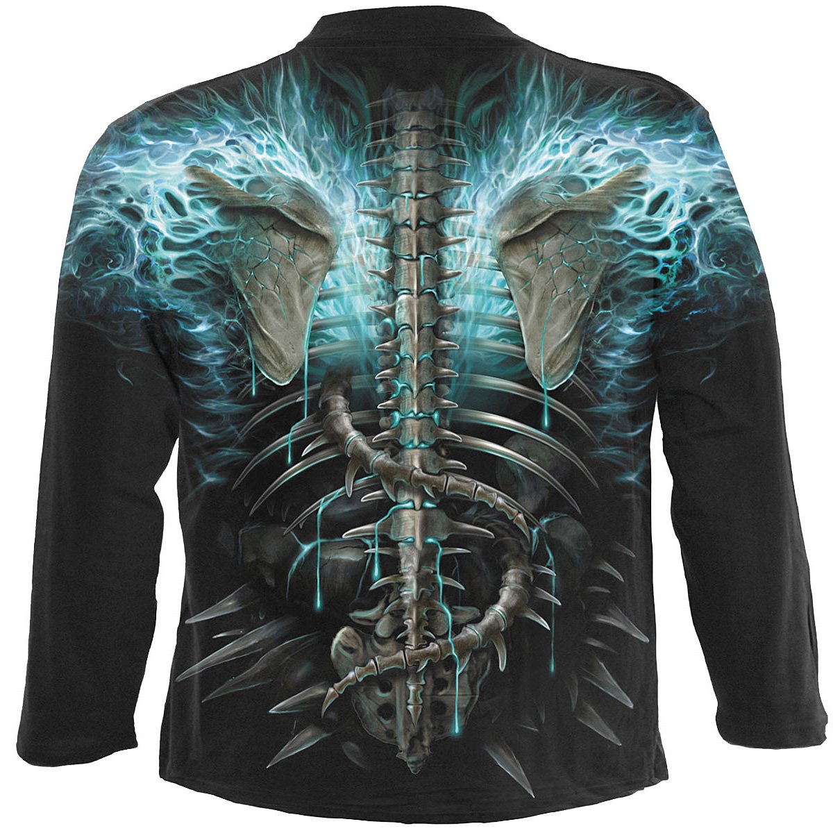 FLAMING SPINE - Allover Longsleeve T-Shirt Black