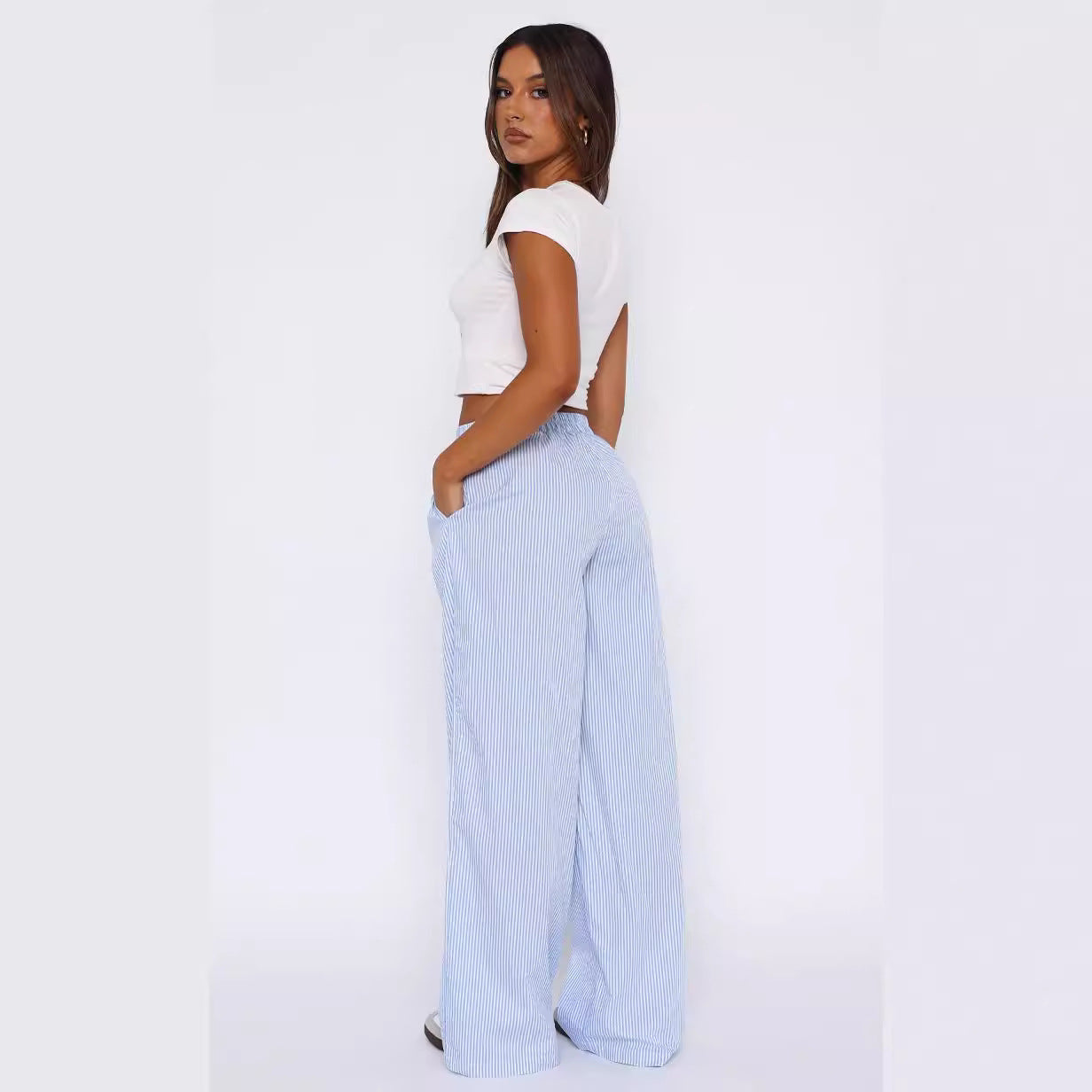 Casual Striped Wide Leg Pant