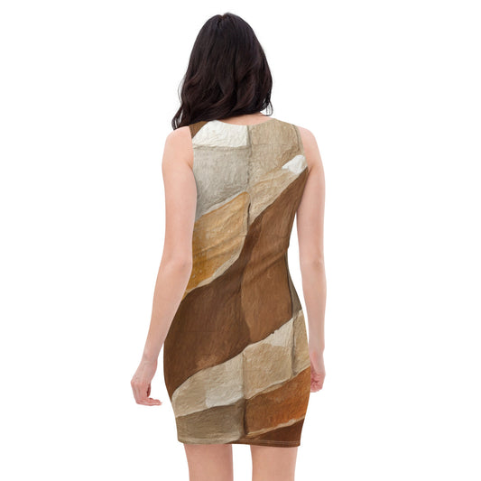 Womens Stretch Fit Bodycon Dress, Abstract Stone Pattern 6672