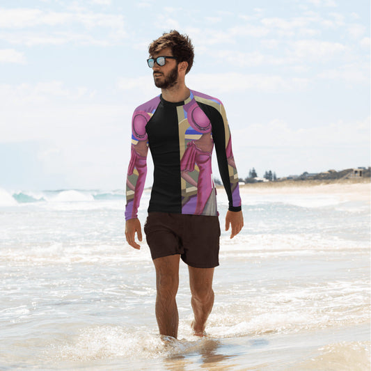 Men's Rash Guard Men's Long Sleeve Surfer T-shirt Gold Beige Purple