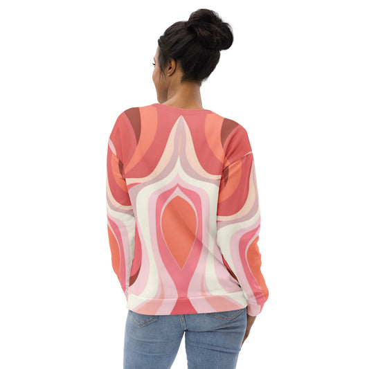 Graphic Sweatshirt For Women Boho Pink And White Contemporary Art