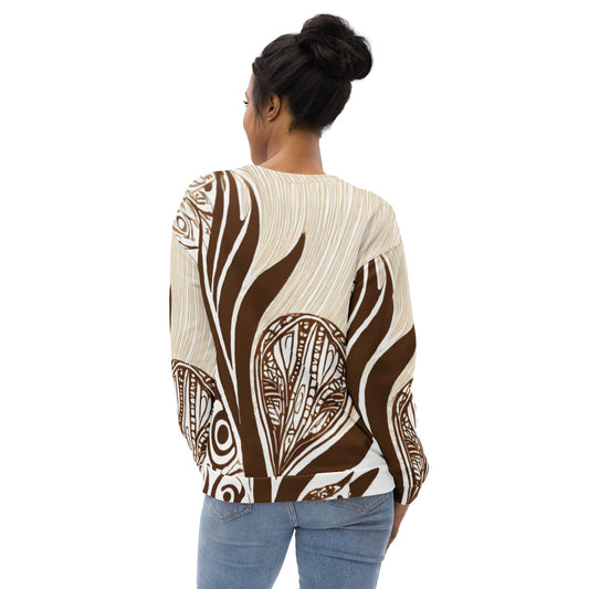 Graphic Sweatshirt For Women Floral Brown Line Art Print 93368