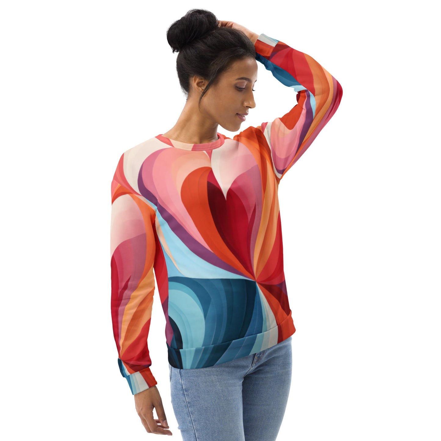 Graphic Sweatshirt For Women Multicolor Heart