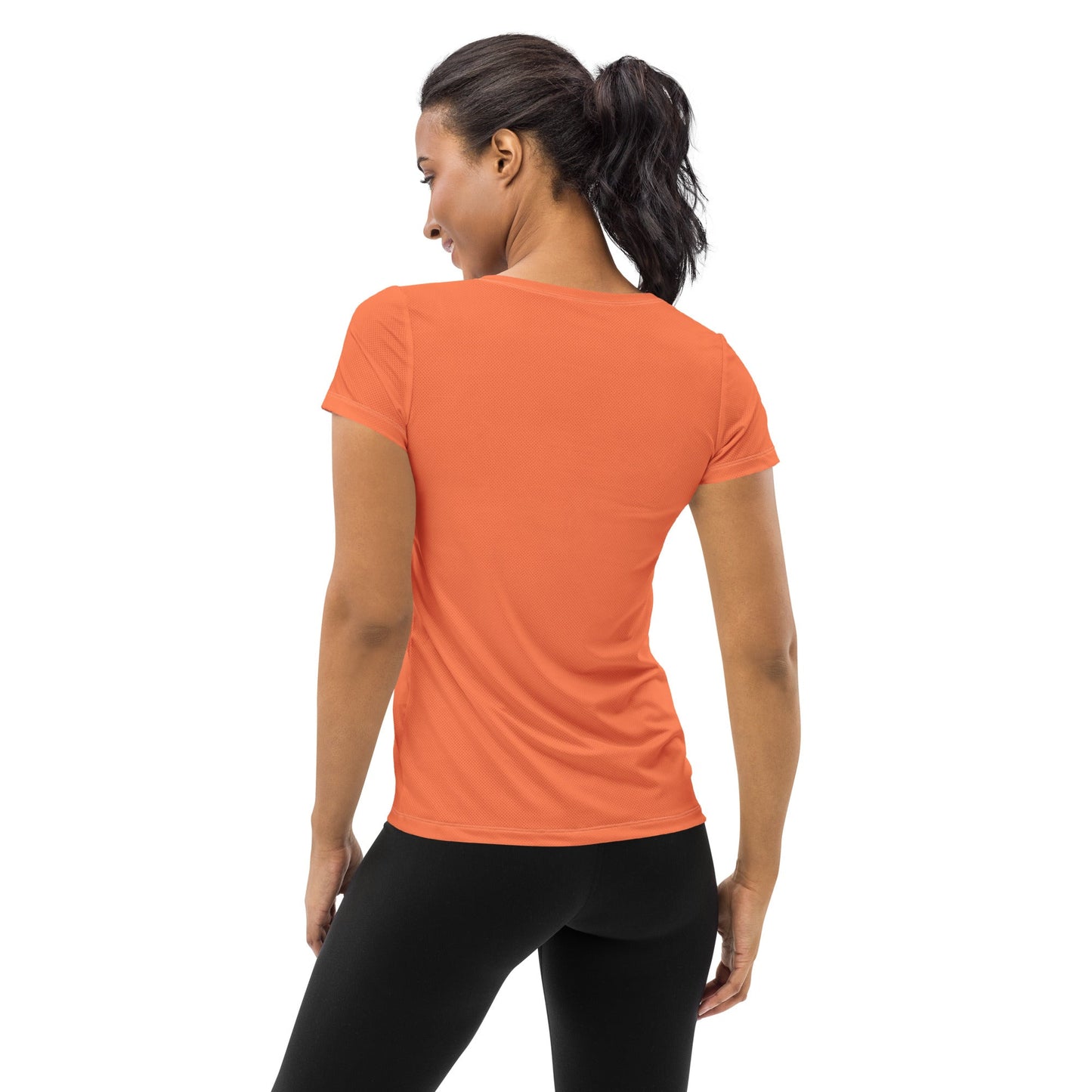 Womens Stretch Fit Athletic Sports T-shirt, Coral Orange Red