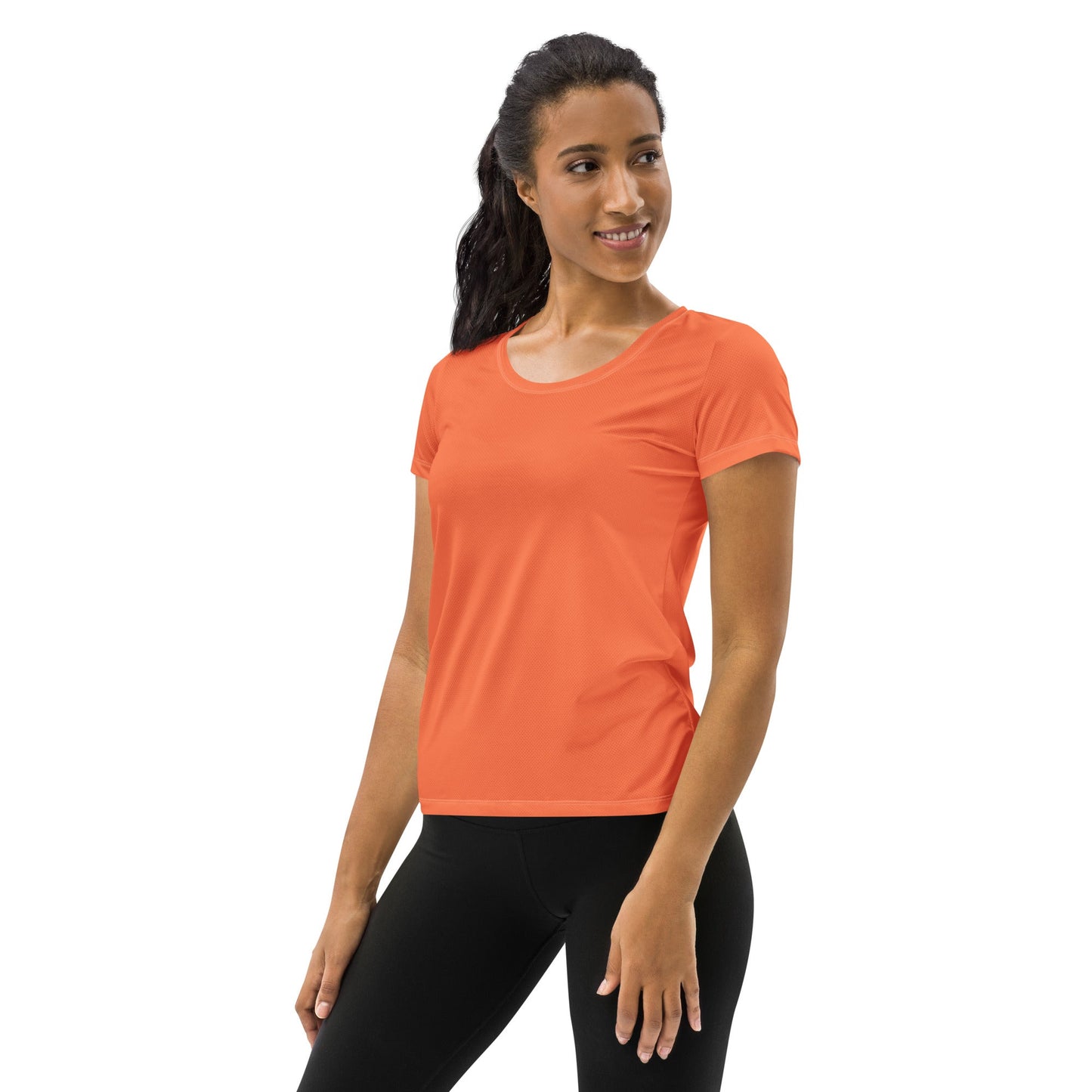 Womens Stretch Fit Athletic Sports T-shirt, Coral Orange Red