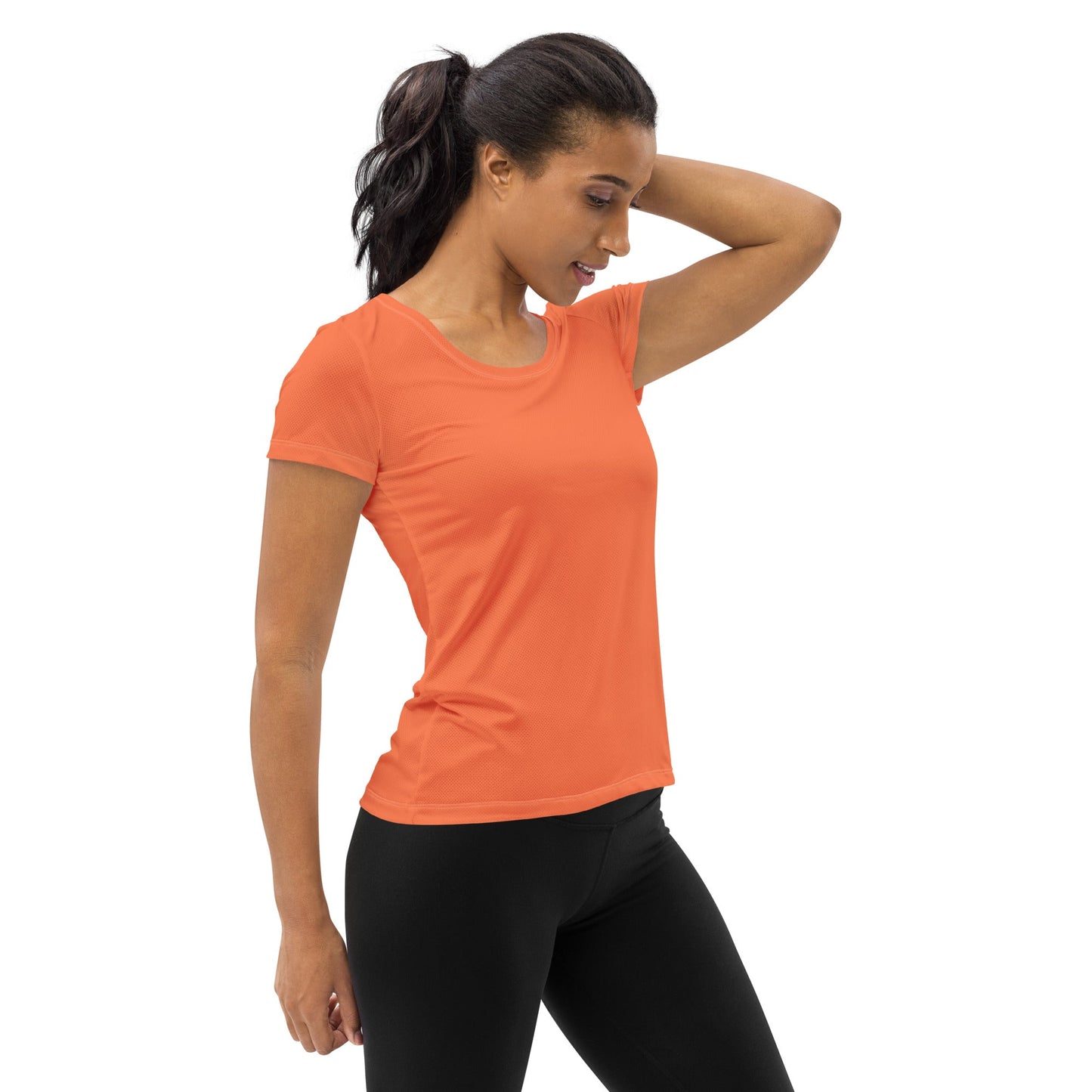 Womens Stretch Fit Athletic Sports T-shirt, Coral Orange Red