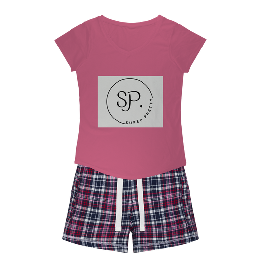 Super Pretty Women's Sleepy Tee and Flannel Short