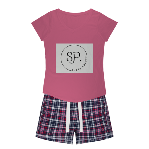 Super Pretty Women's Sleepy Tee and Flannel Short