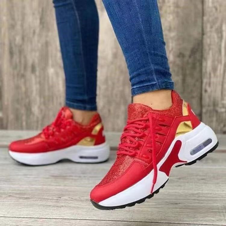 Women Wedge Lace Up Running Sneakers