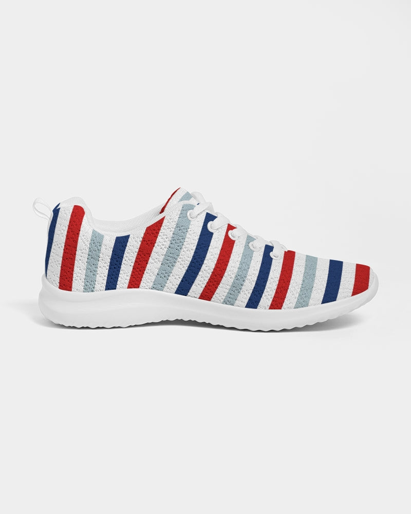 Mens Athletic Sneakers, Red White Blue Striped Running Shoes