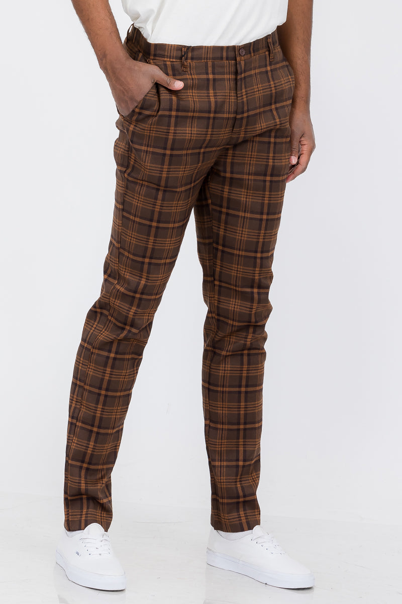 Plaid Slim Fit Trouser Pants