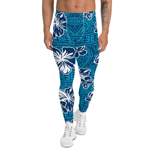 Blue Hawaii Floral Leggings for Men