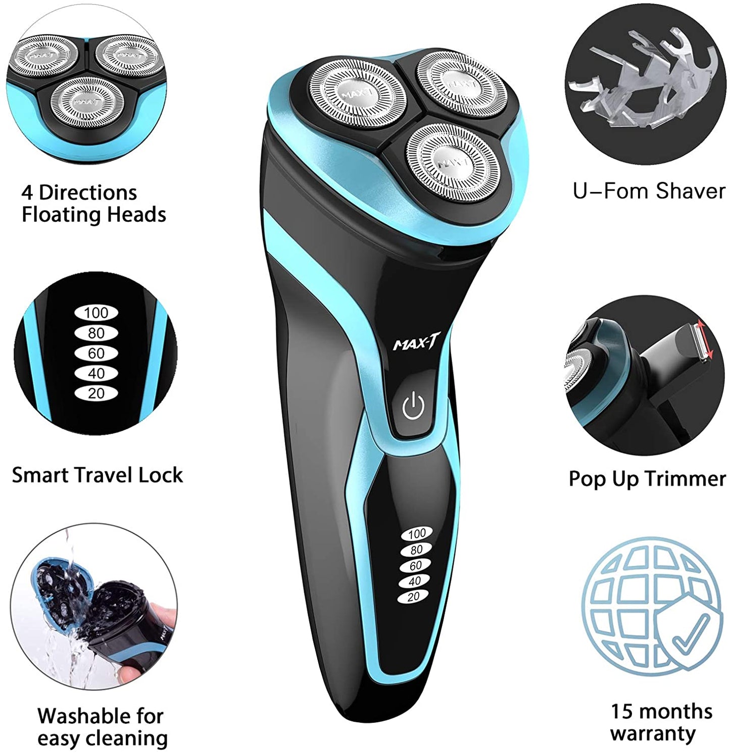 Electric Razor for Men Waterproof IPX7 Electric Shaver