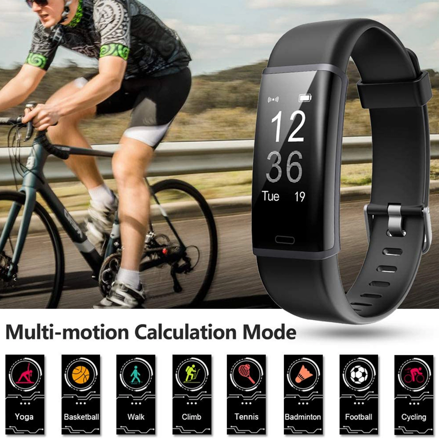 Smart sport bracelet with blood pressure heart rate sleep monitor