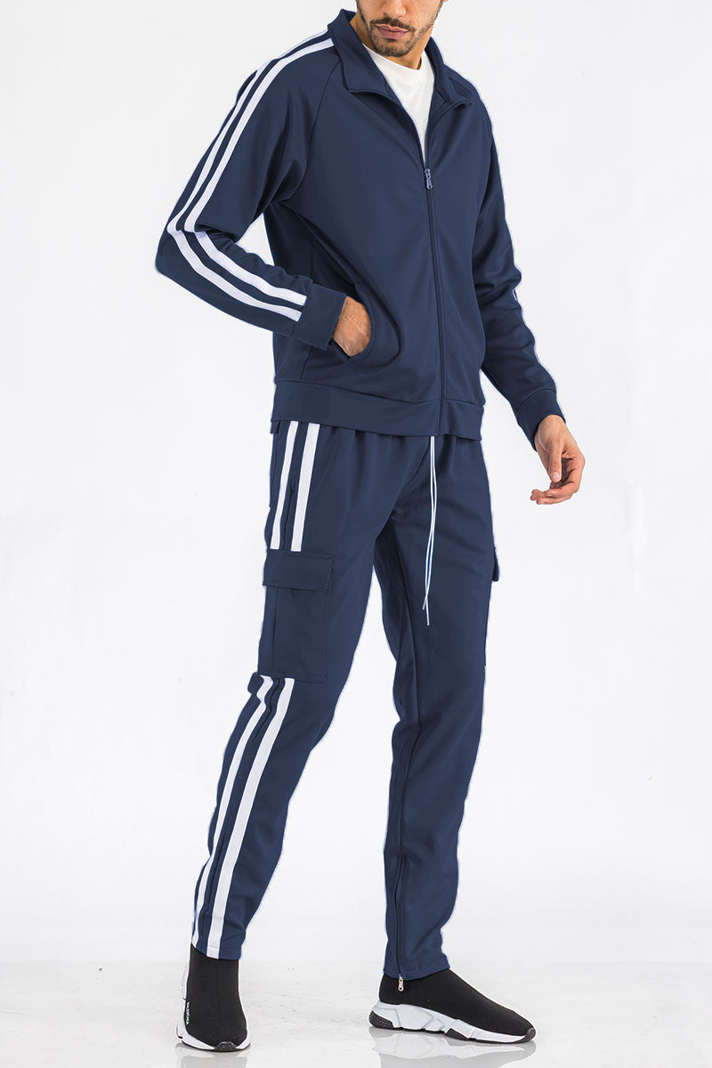 TWO STRIPE CARGO PANT SET