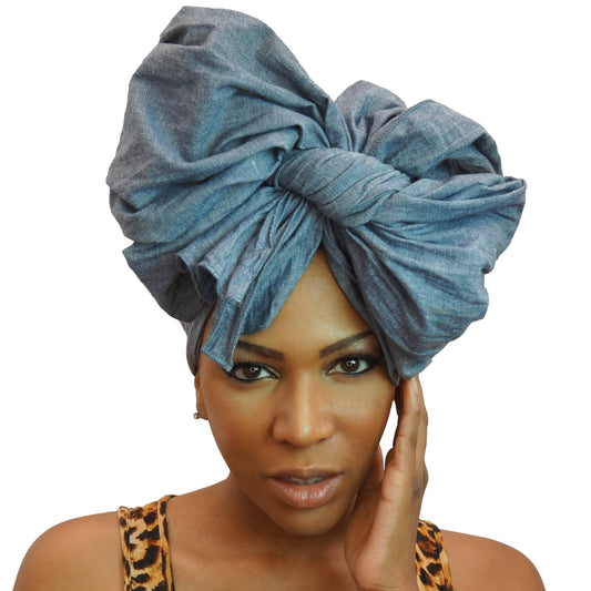 Denim Chambray African Headwrap