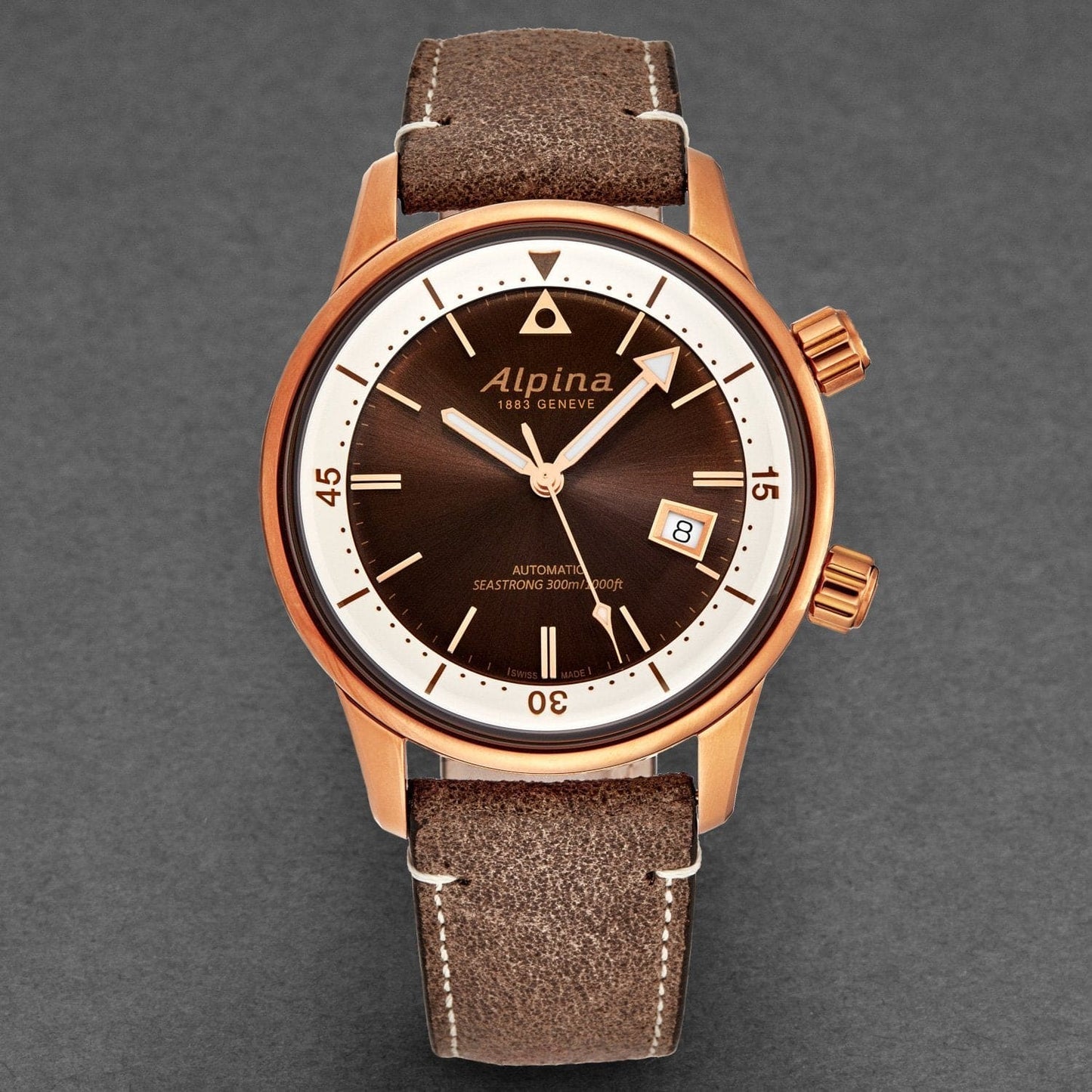 Alpina Men's AL525BRC4H4 'Seastrong' Diver Heritage Brown Dial Bronze