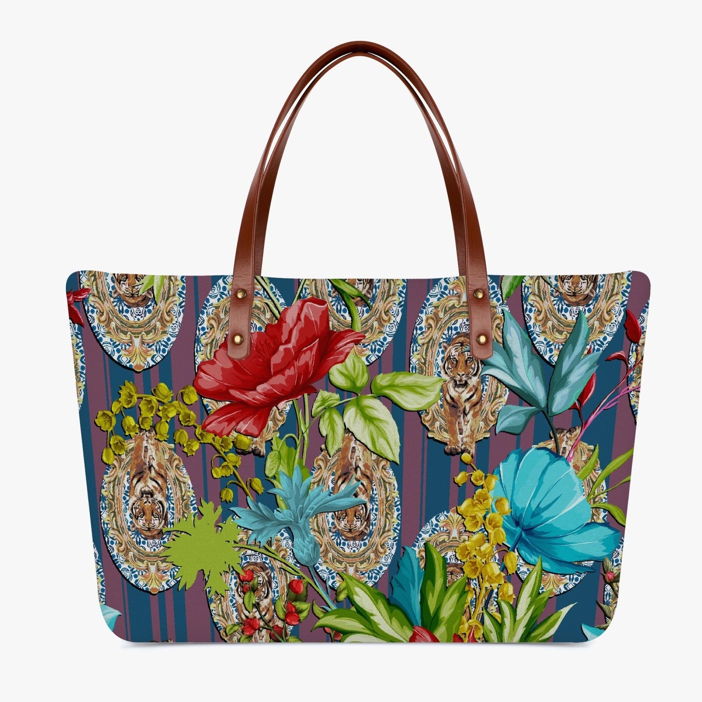 Jacki Easlick Tiger Flower Printed Cloth Tote Bag