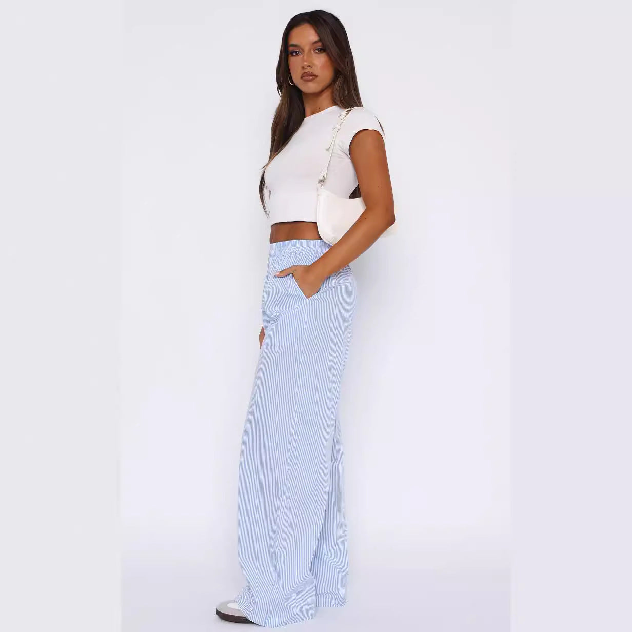 Casual Striped Wide Leg Pant