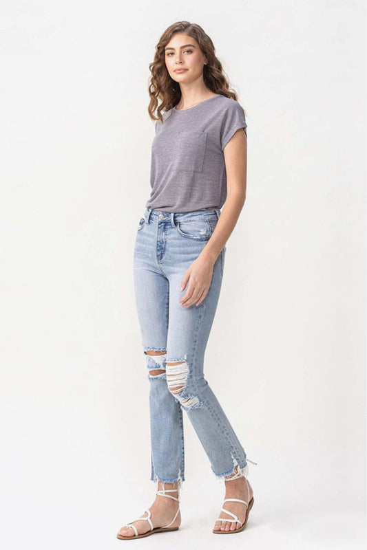 Vervet Wren Full Size High Rise Crop Flare Jeans