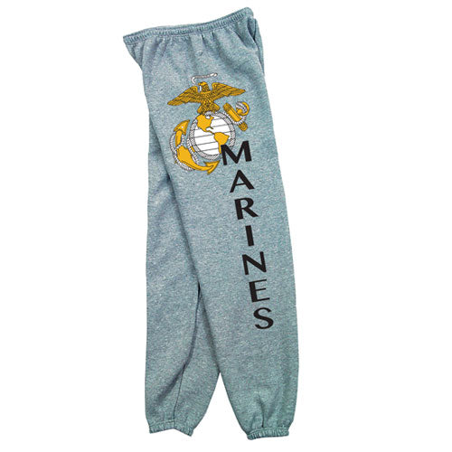 Mens Marines With Logo One Sided imprint Sweatpant, Heather Grey -