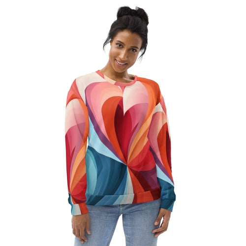 Graphic Sweatshirt For Women Multicolor Heart