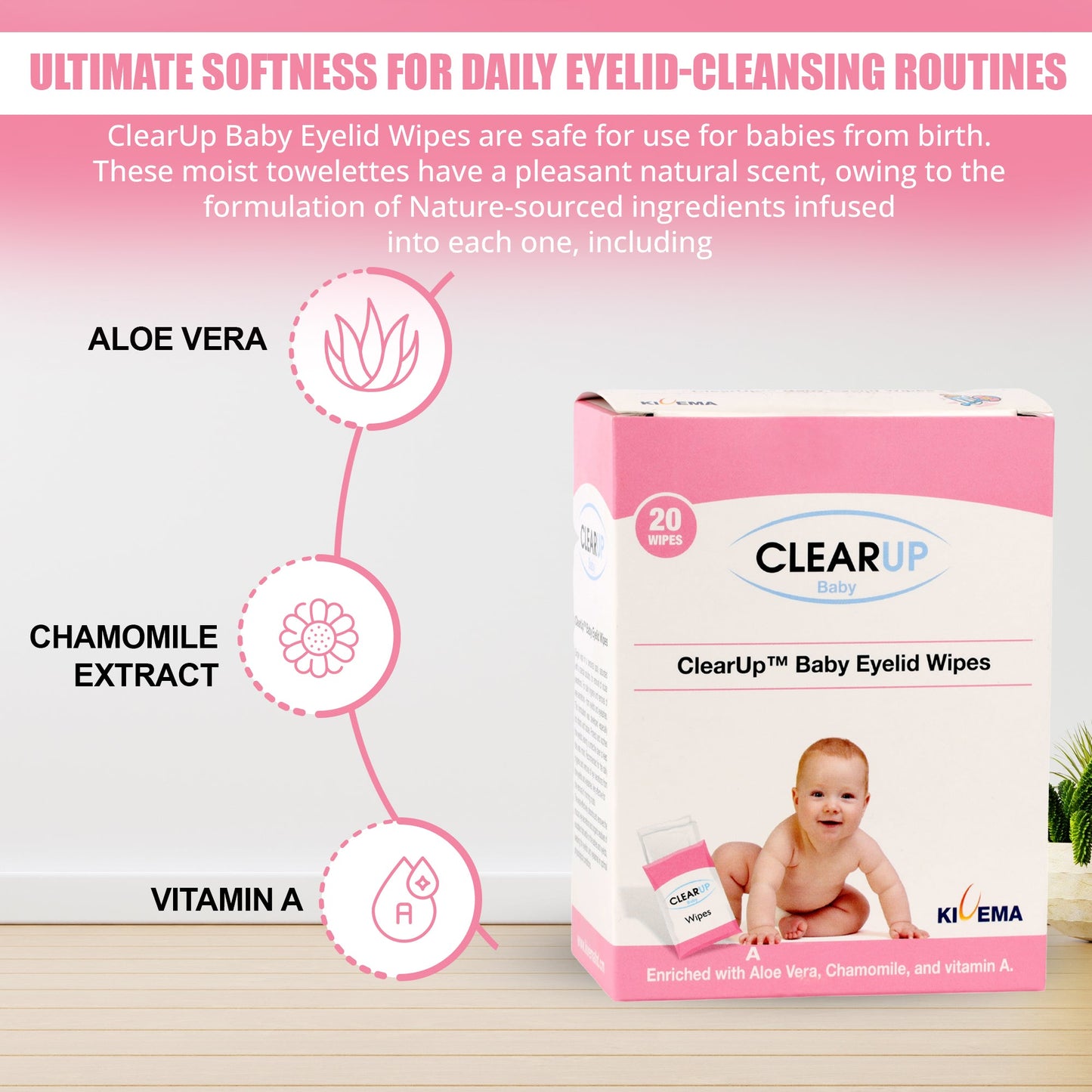 Baby Eyelid Wipes - Soothing Care for Delicate Eyes (20-Unit Pack)