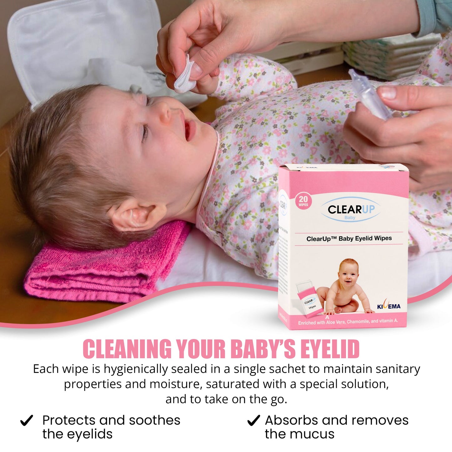 Baby Eyelid Wipes - Soothing Care for Delicate Eyes (20-Unit Pack)