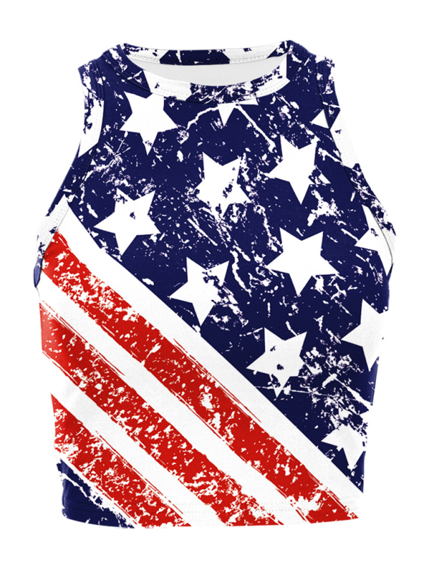 American Independence Day Flag Print Sleeveless Tank Top