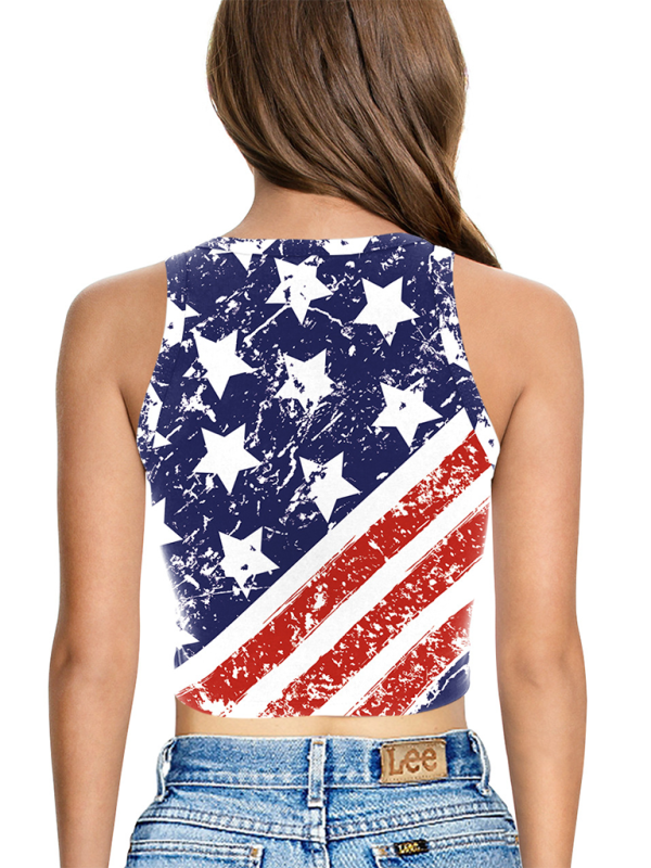 American Independence Day Flag Print Sleeveless Tank Top