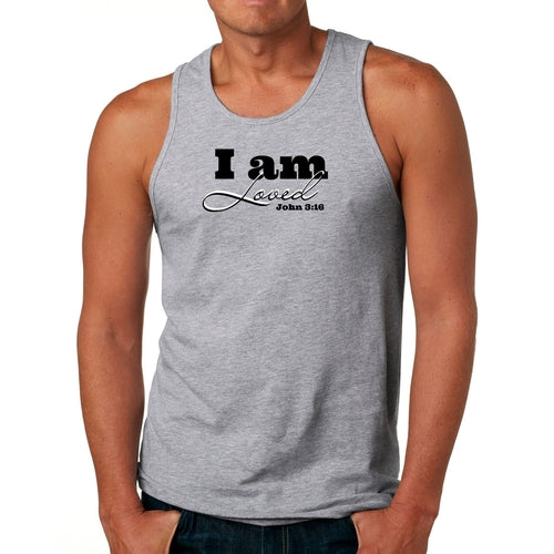 Mens Fitness Tank Top Graphic T-shirt i Am Loved - John 3:16 Black