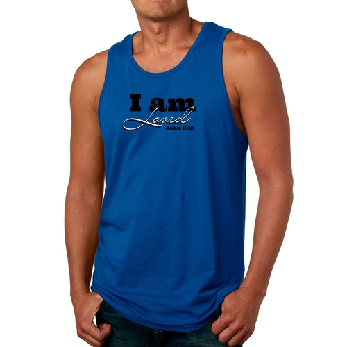 Mens Fitness Tank Top Graphic T-shirt i Am Loved - John 3:16 Black