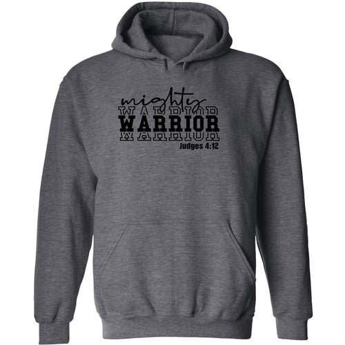 Mens Graphic Hoodie Mighty Warrior Black Illustration